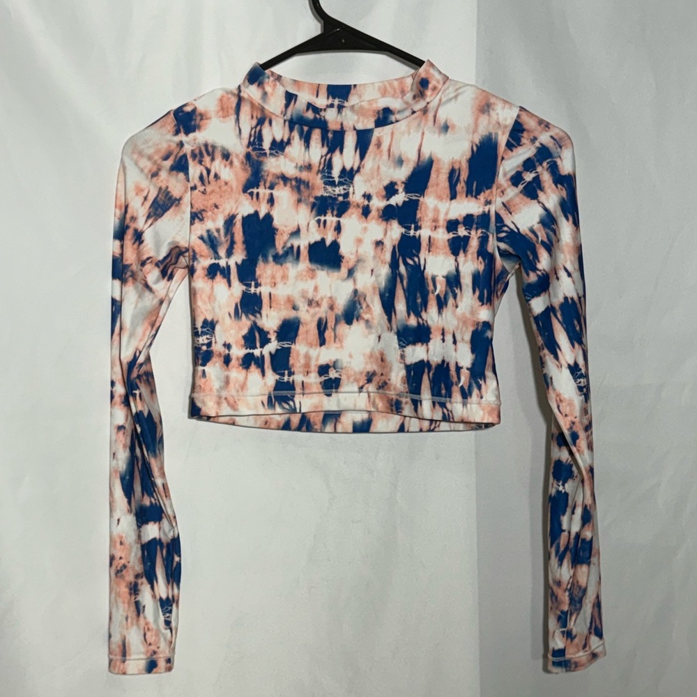 Melrose and Market Girls Swim Shirt Pink Blue Tie Dye Long Sleeve Girls Medium